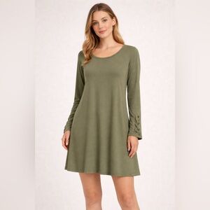 ✨ Mudd Olive Green Lace-Up Sleeve Dress | Size L ✨